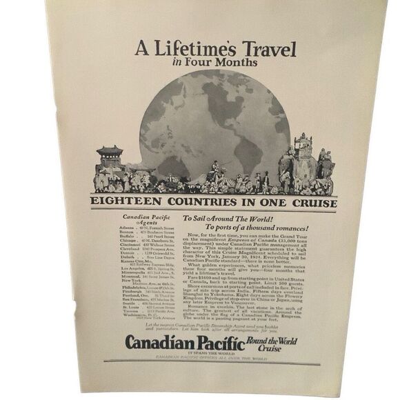 Vintage 1923 Canadian Pacific Lifetimes Travel Ad Advertisement - Picture 4 of 5